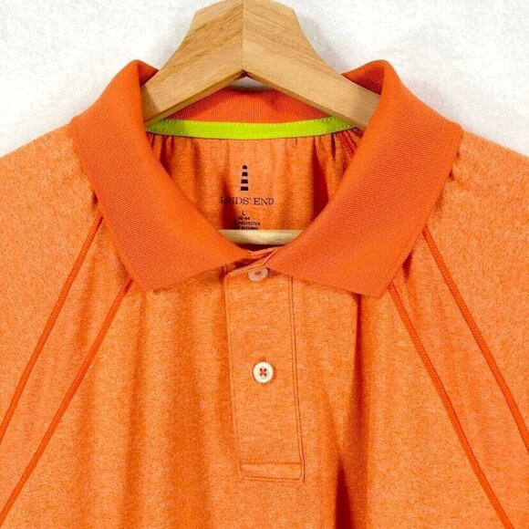 Lands' End Mens Golf Polo Short Sleeve Orange Large - Picture 2 of 5